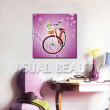 Imagem da bicicleta 3D para a decoração do quarto do miúdo / impressão da lona dos desenhos animados / pintura roxa do retrato do PNF